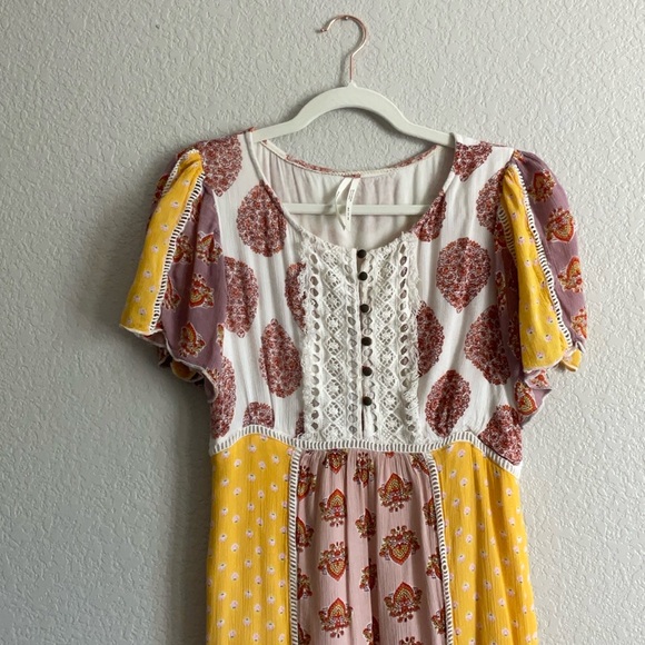 Anthropologie Yellow and Pink Ruffled Sundress - Picture 8 of 9